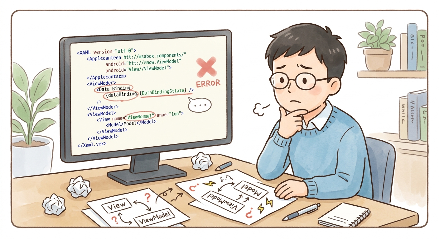 WPF를 도입하는 단계에서 고민하는 개발자 일러스트